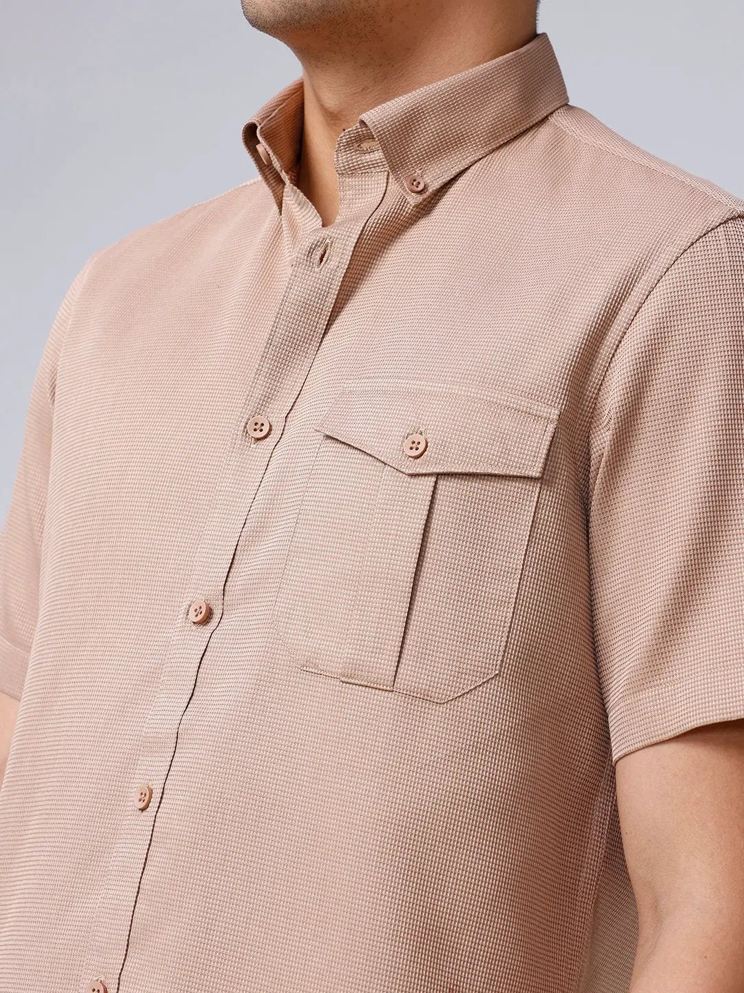 Tan Plain Waffle Dobby ShirtUnited By Hope