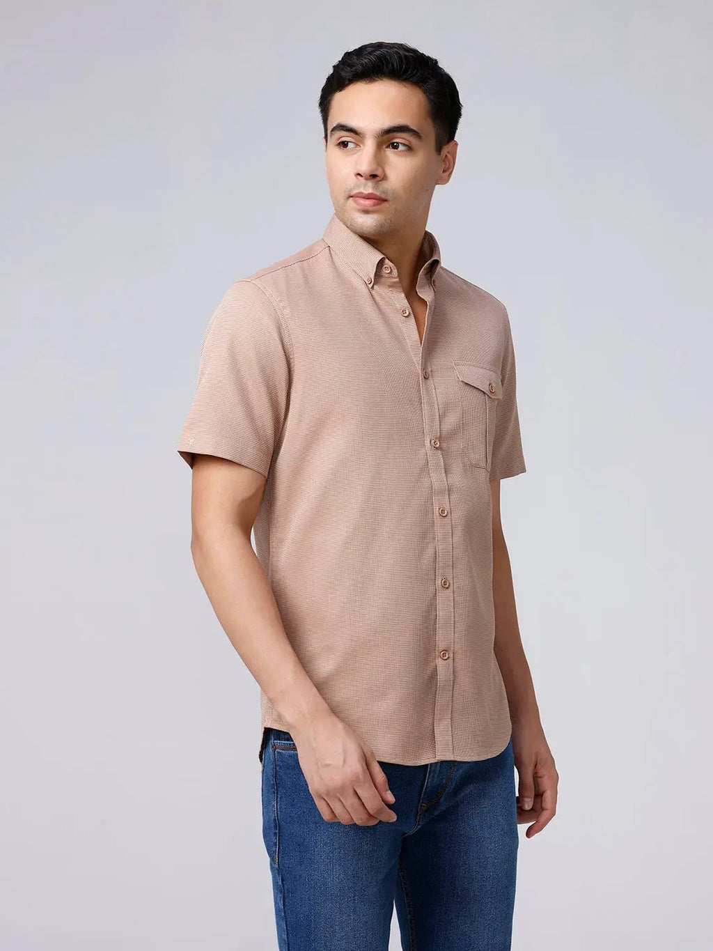 Tan Plain Waffle Dobby ShirtUnited By Hope