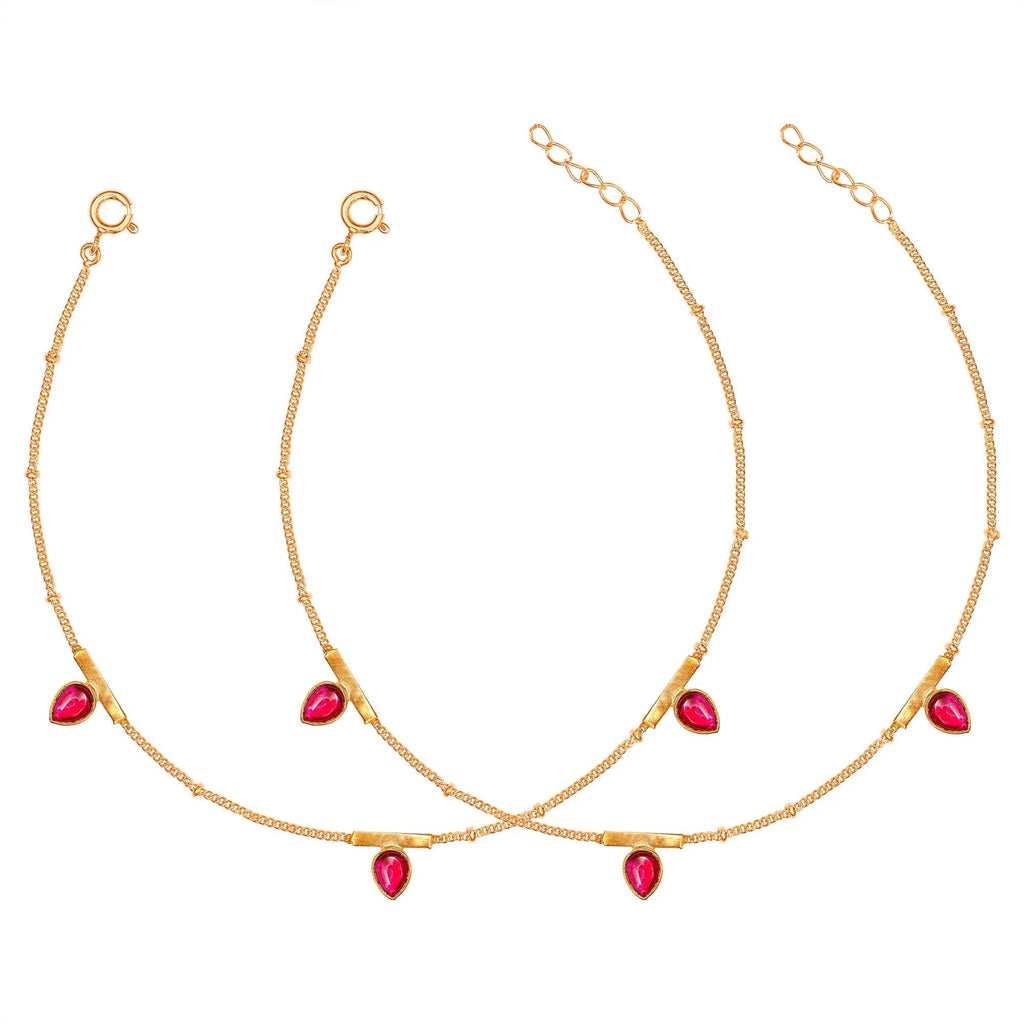 Three Drop Silver 92.5 Anklet