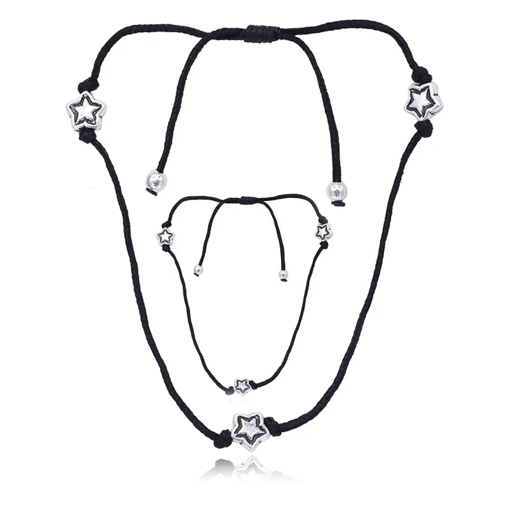Three Stars Motif Silver 92.5 Thread Anklet
