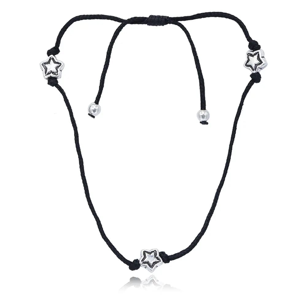 Three Stars Motif Silver 92.5 Thread Anklet