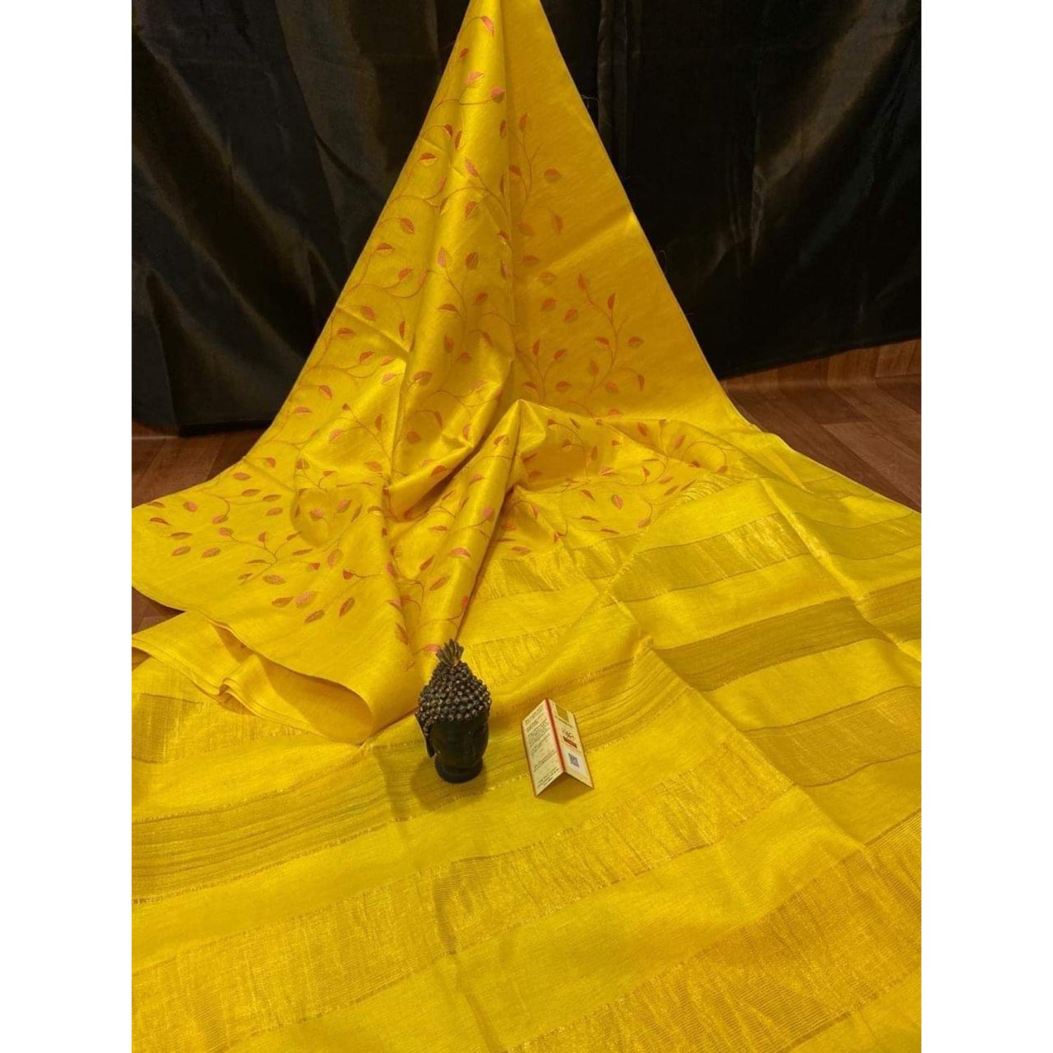Eri Silk Saree â€“ Yellow â€“ Digital Embroidered â€“ Indiehaat  