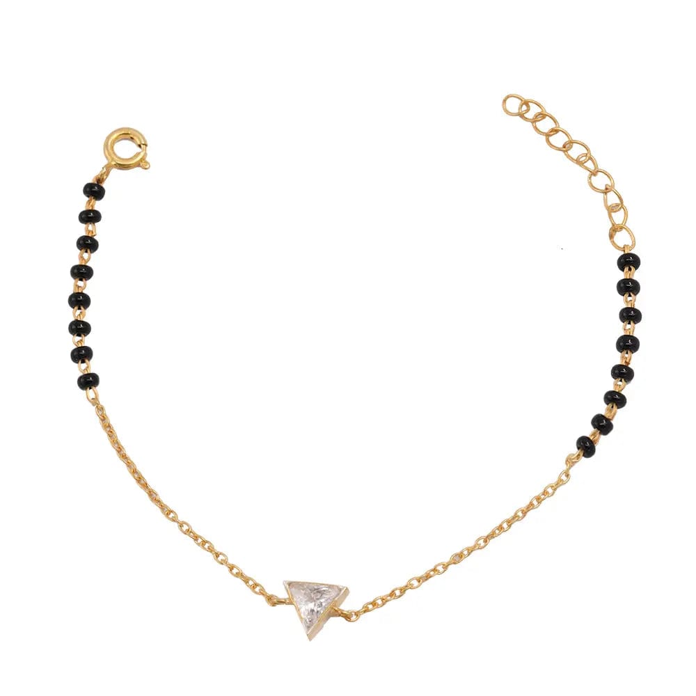 Triangular ZIrcon Mangalsutra Silver Bracelet