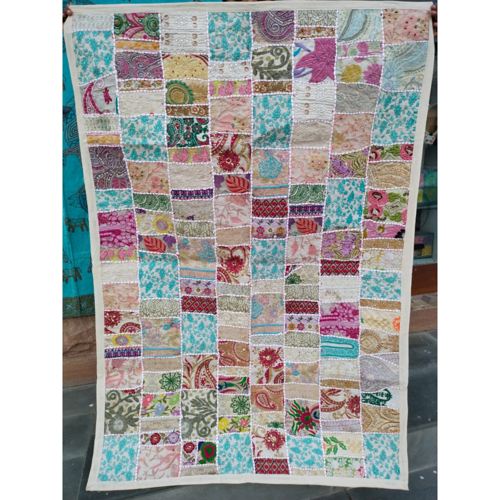 Indiehaat | Khamma Ghani Modern Wall Hanging Tapestry Kambadiya Work - 40X60 Inch