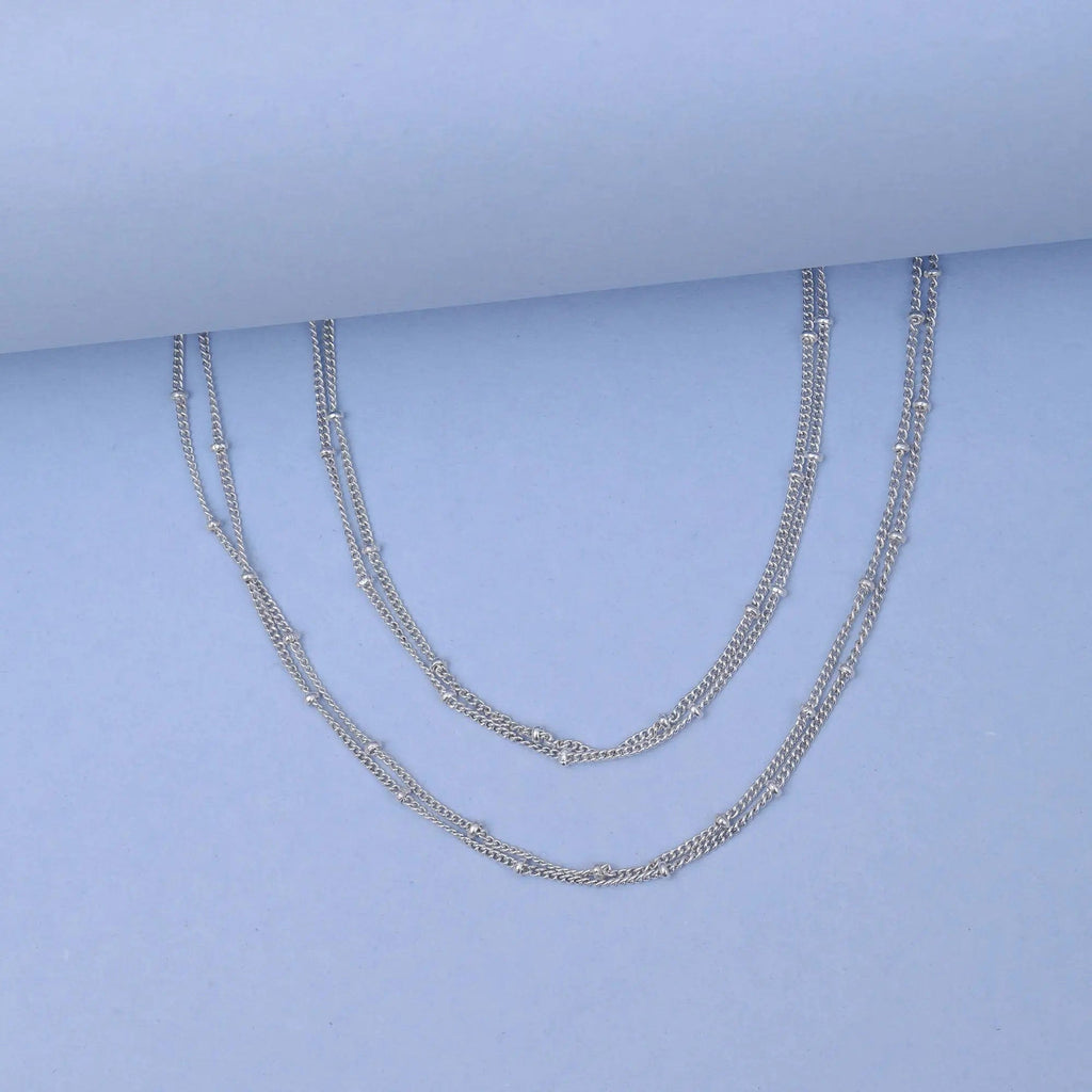 925 Sterling Silver Two Line Chain Anklet