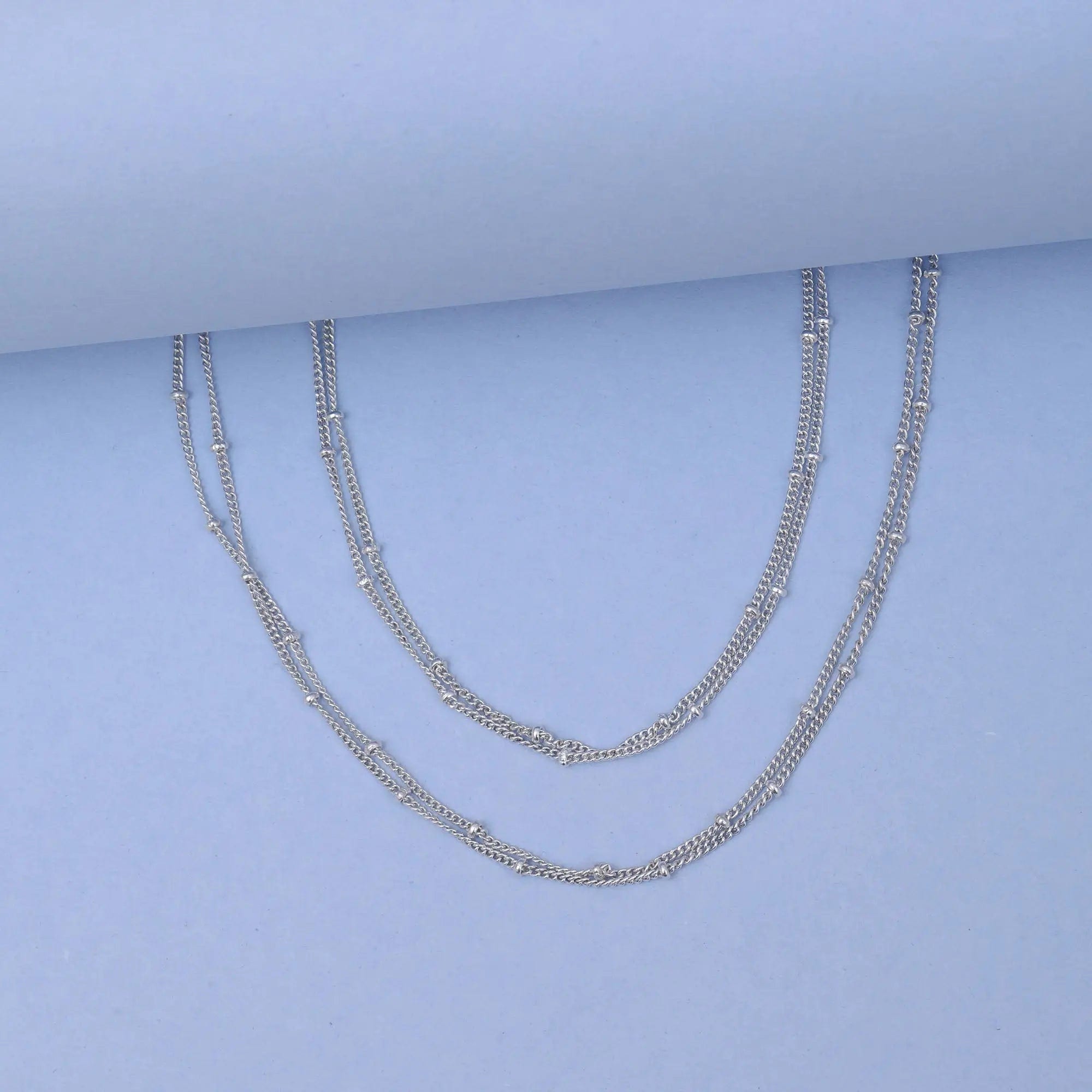 925 Sterling Silver Two Line Chain Anklet