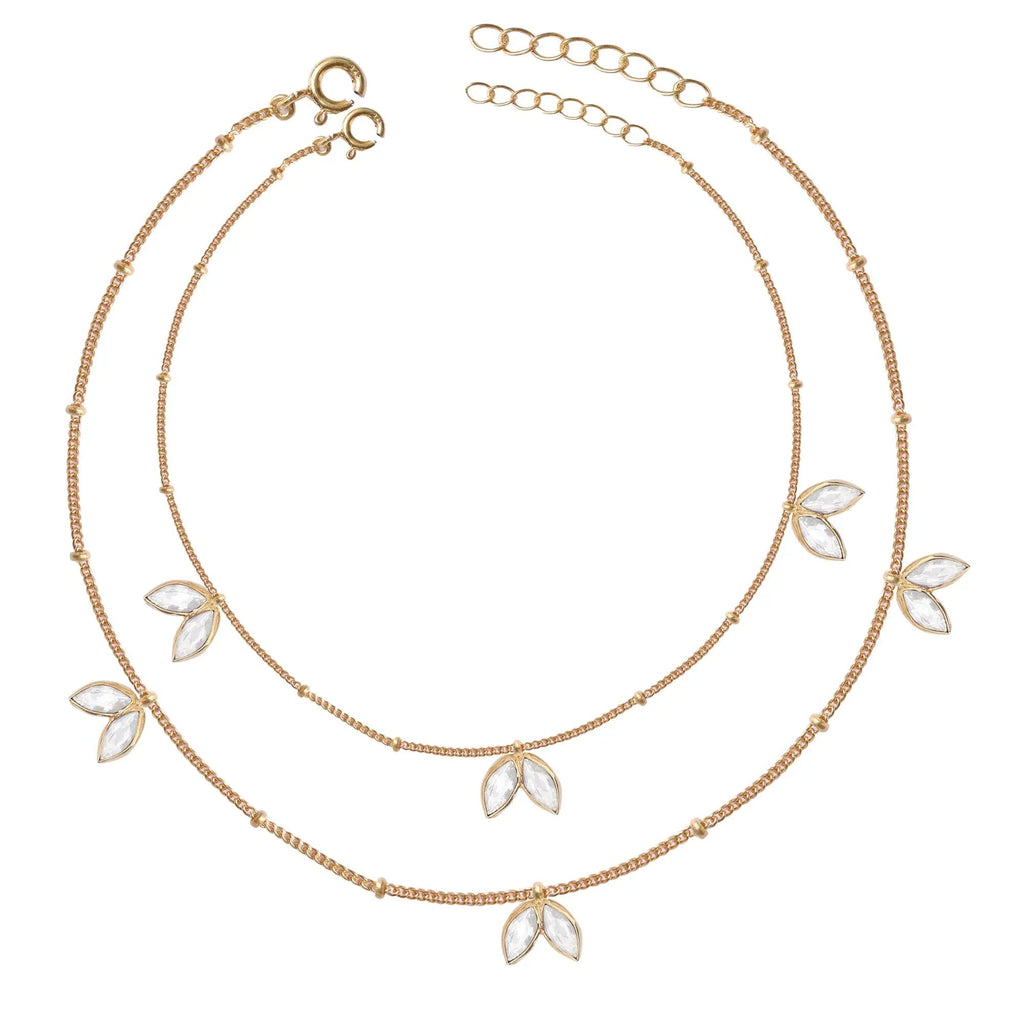 Two Petals Motif Silver 92.5 Anklet