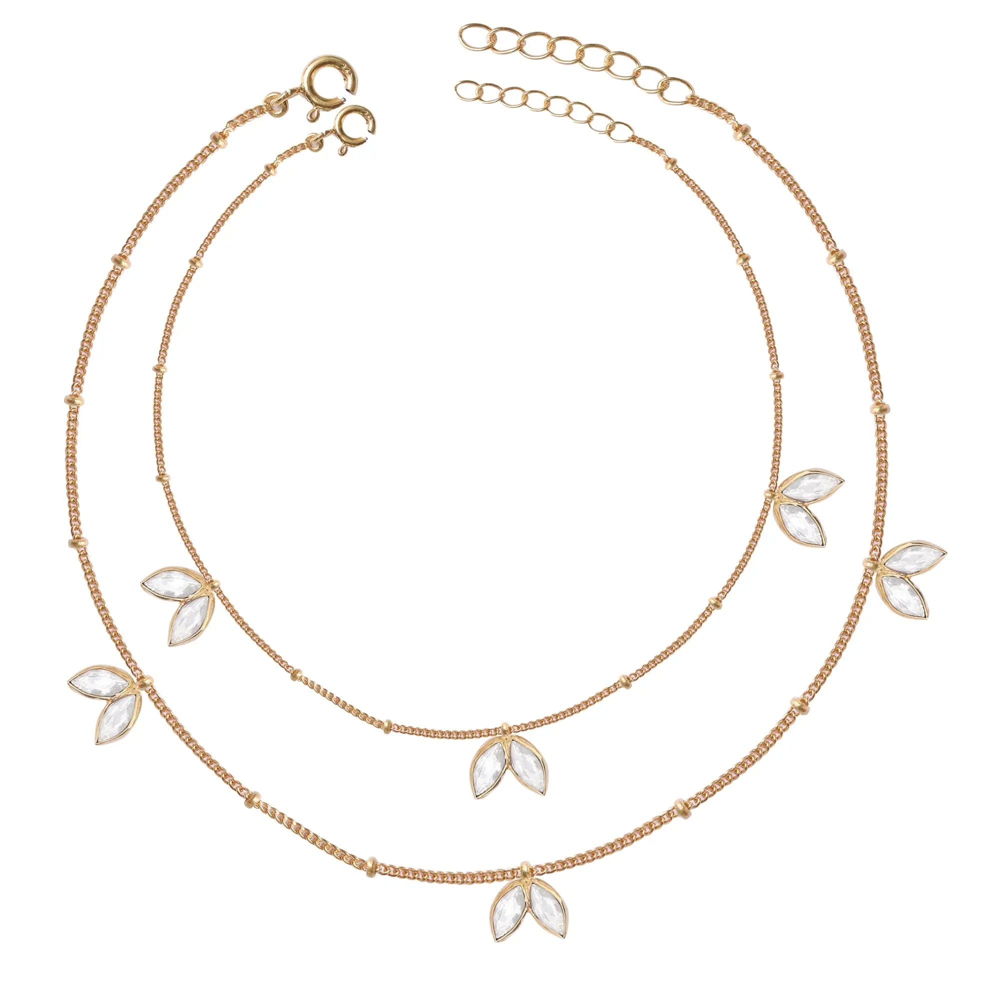 Two Petals Motif Silver 92.5 Anklet