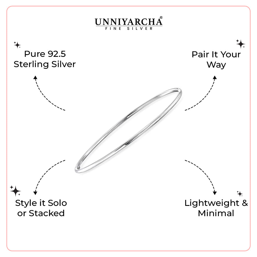 Minimal Plain Silver 92.5 Bangle(Single)