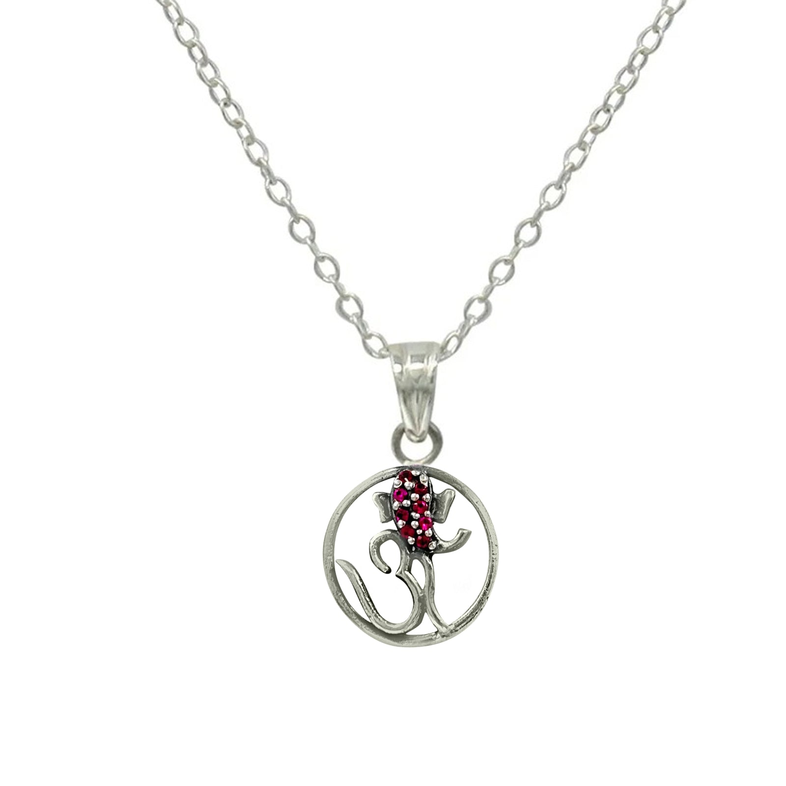 Eternal Bloom 925 Silver Pendant with Ruby Pink Accents