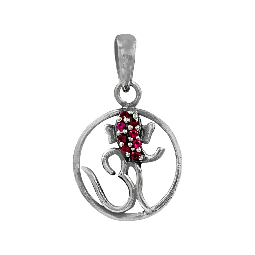 Silver Ganesha Om Pendant and Chain