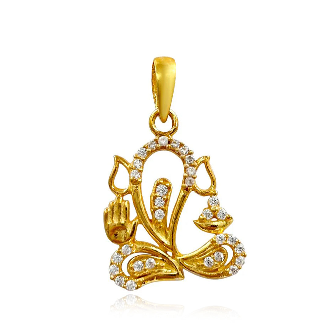 92.5 Sterling Silver Ganpati Zircon Pendant and Chain
