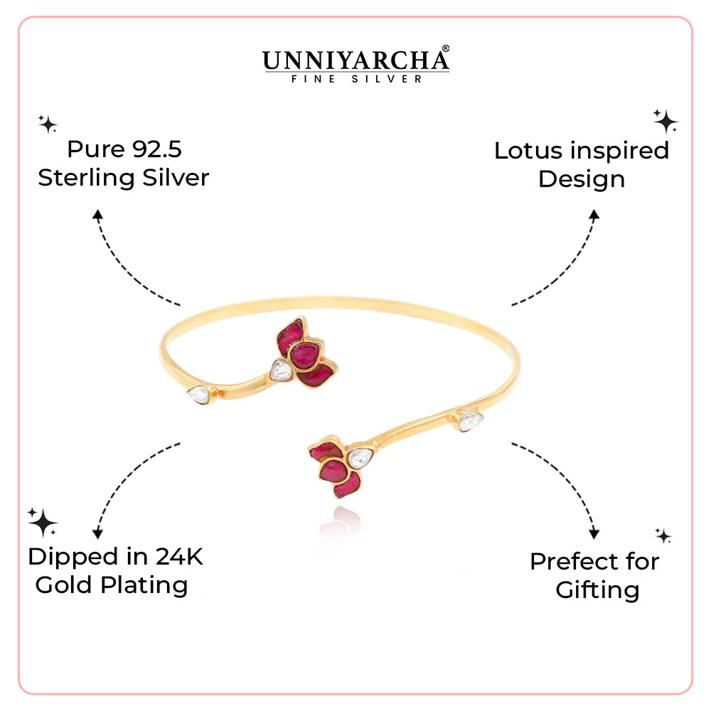 Gorgeous Silver 92.5 Lotus Cuff