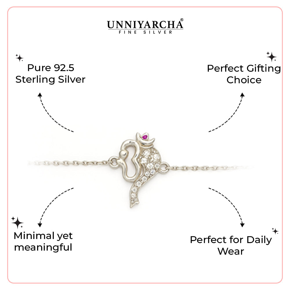Radiant Om 925 Silver Bracelet with Zirconia Sparkle
