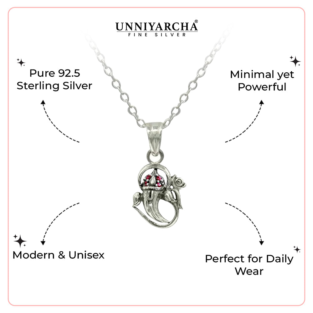 Divine Aura 925 Silver Om Ganesha Pendant