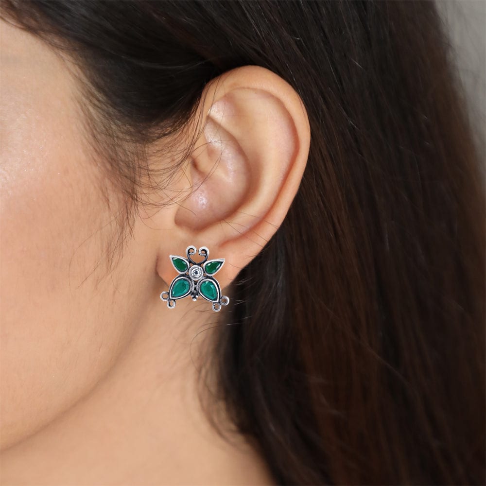 92.5 Silver Green butterfly earring