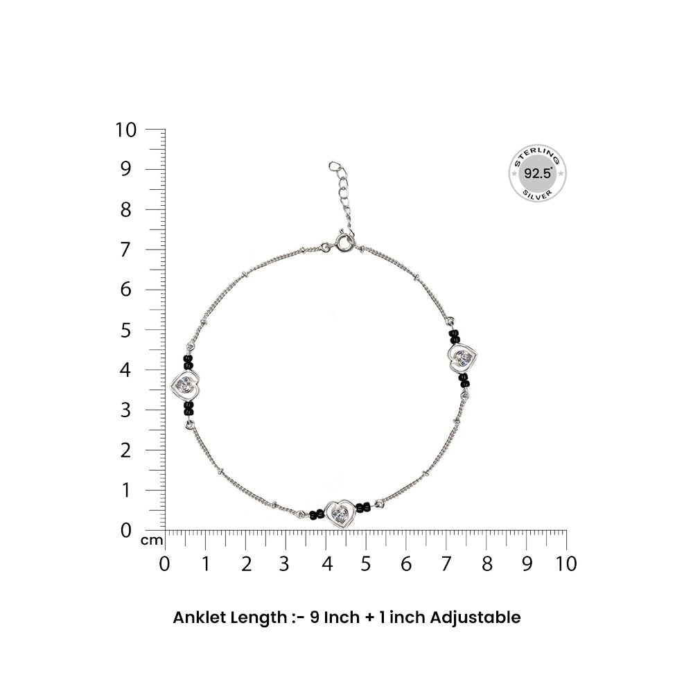 92. 5 Silver Mangalsutra Heart-shaped anklet