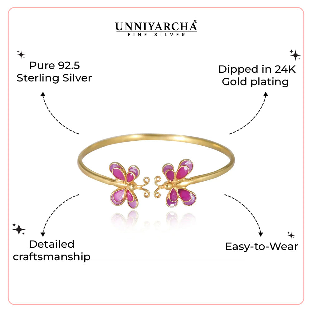 Two Butterfly Motif Silver Bangle