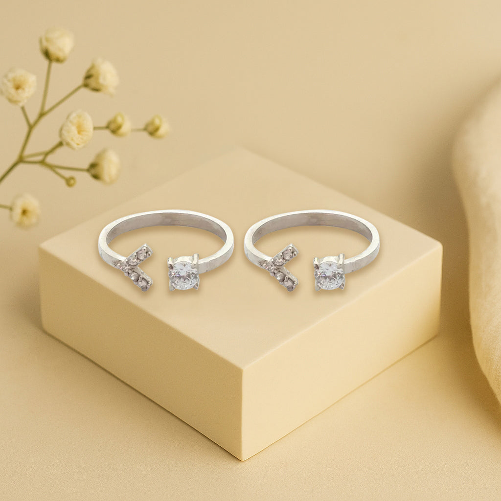 Silver 92.5 Big Zircon Toe Ring