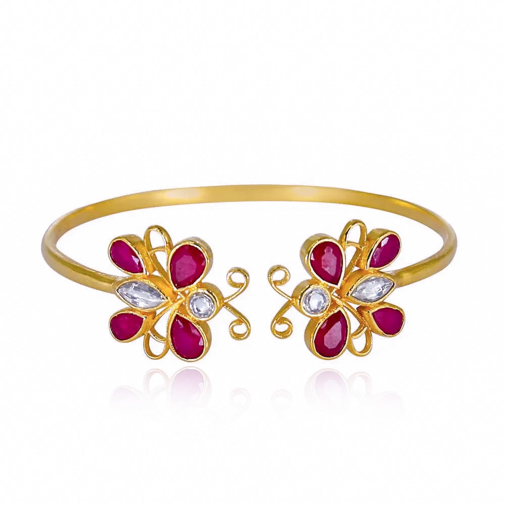 Silver Kundan Butterfly Bangle