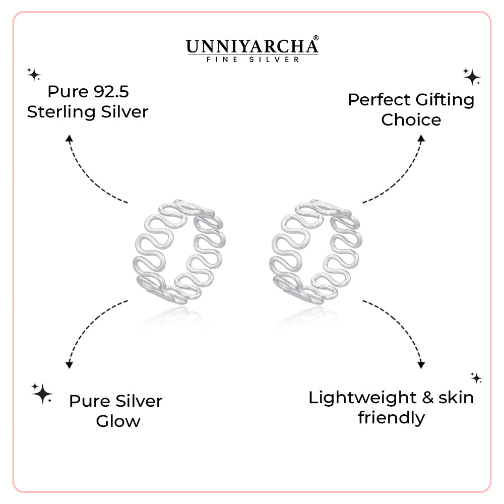 92.5 Sterling Silver Cursive Toe Ring (Pair)