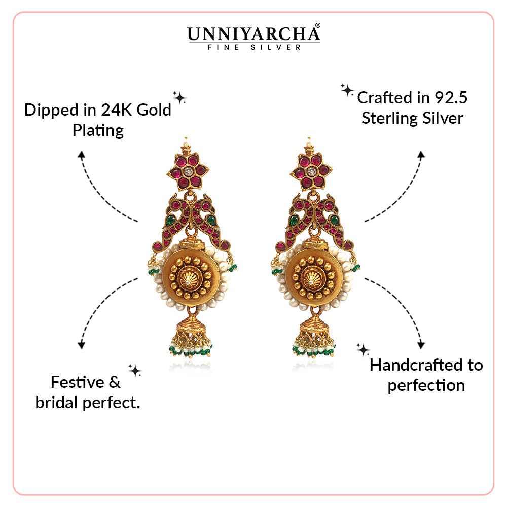 Silver 925 Peacock jhumka Earrings