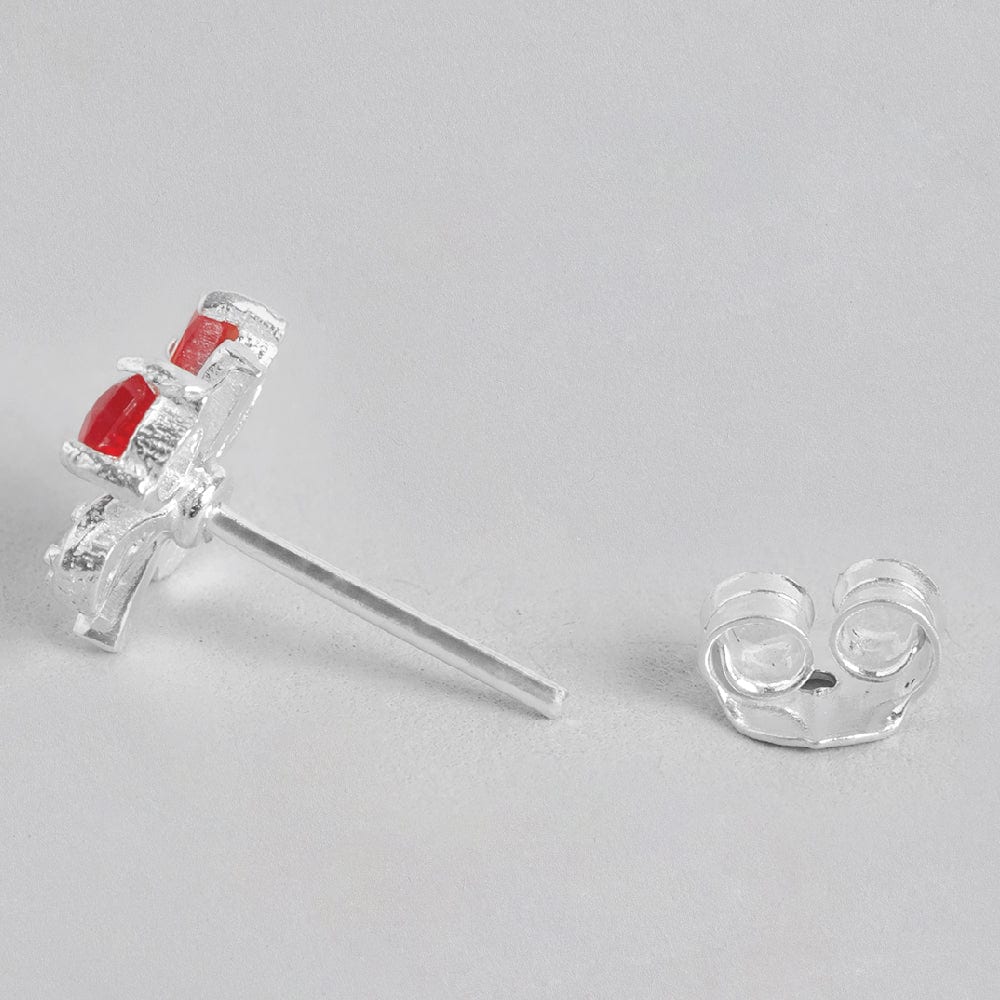 Silver Red Butterfly Earring