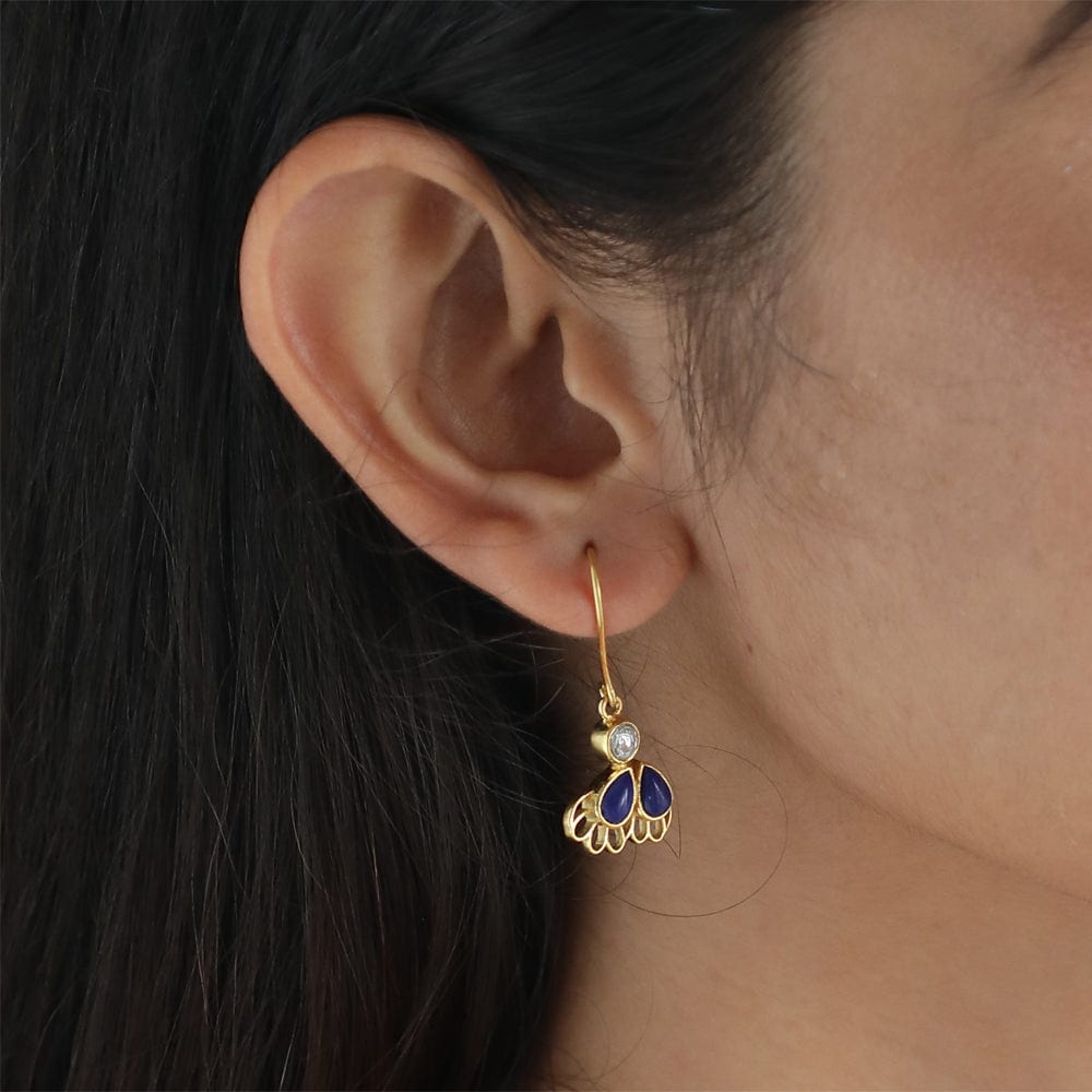 Silver blue lapis butterfly earrings