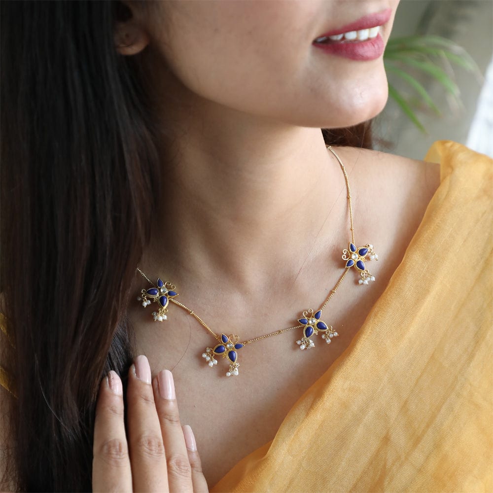 92.5 Silver Butterfly Blue Lapis Necklace