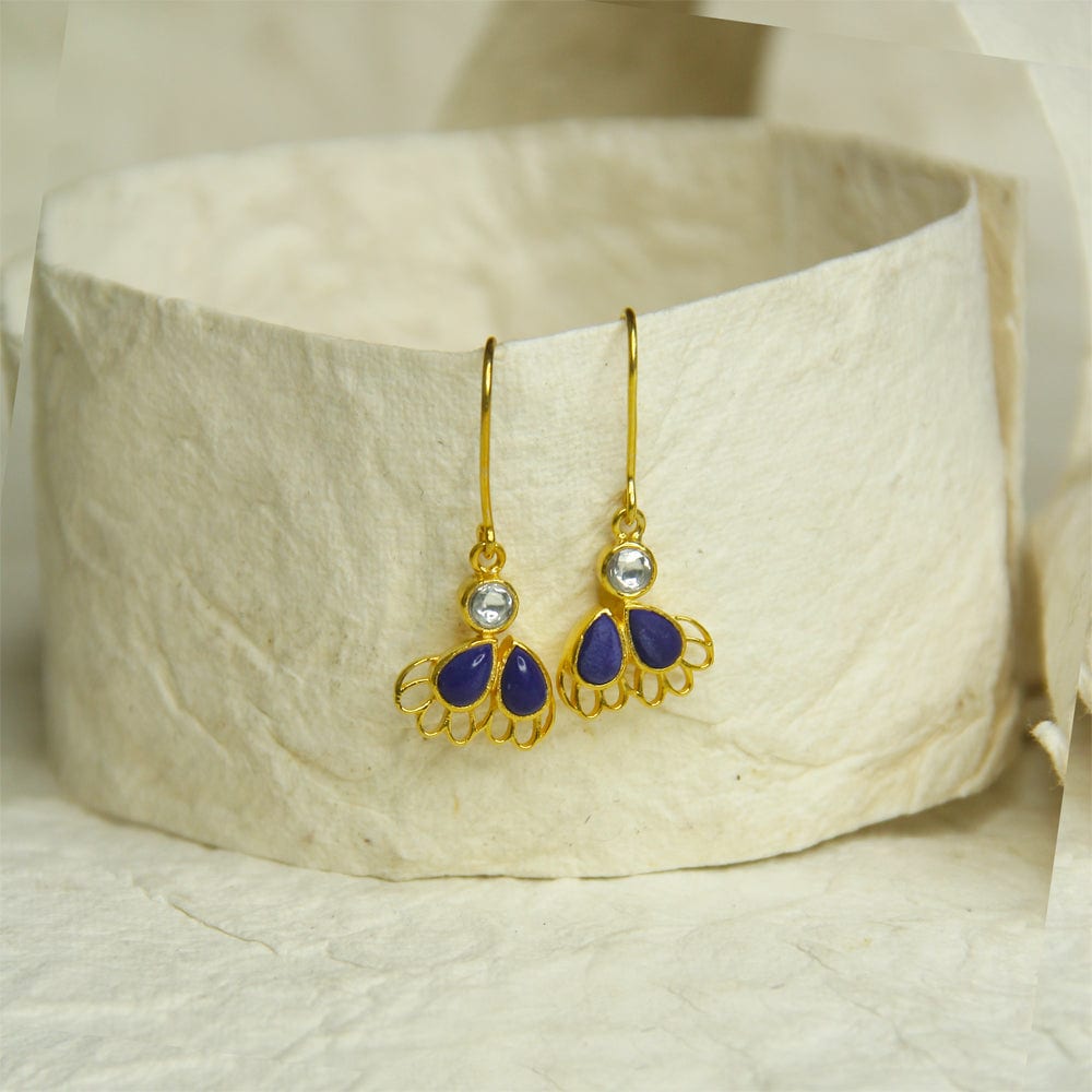 Silver blue lapis butterfly earrings