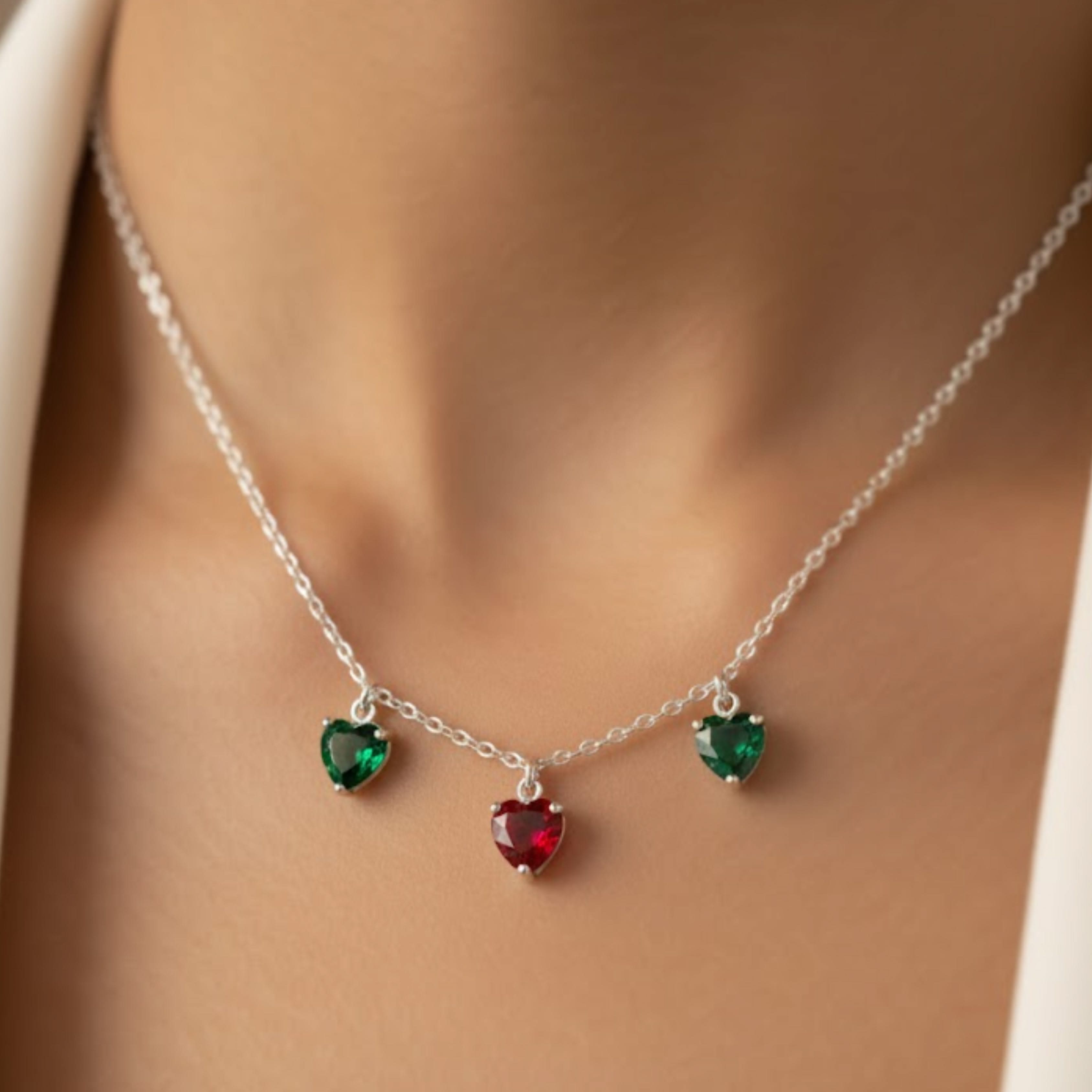 Falling Silver heart Necklace