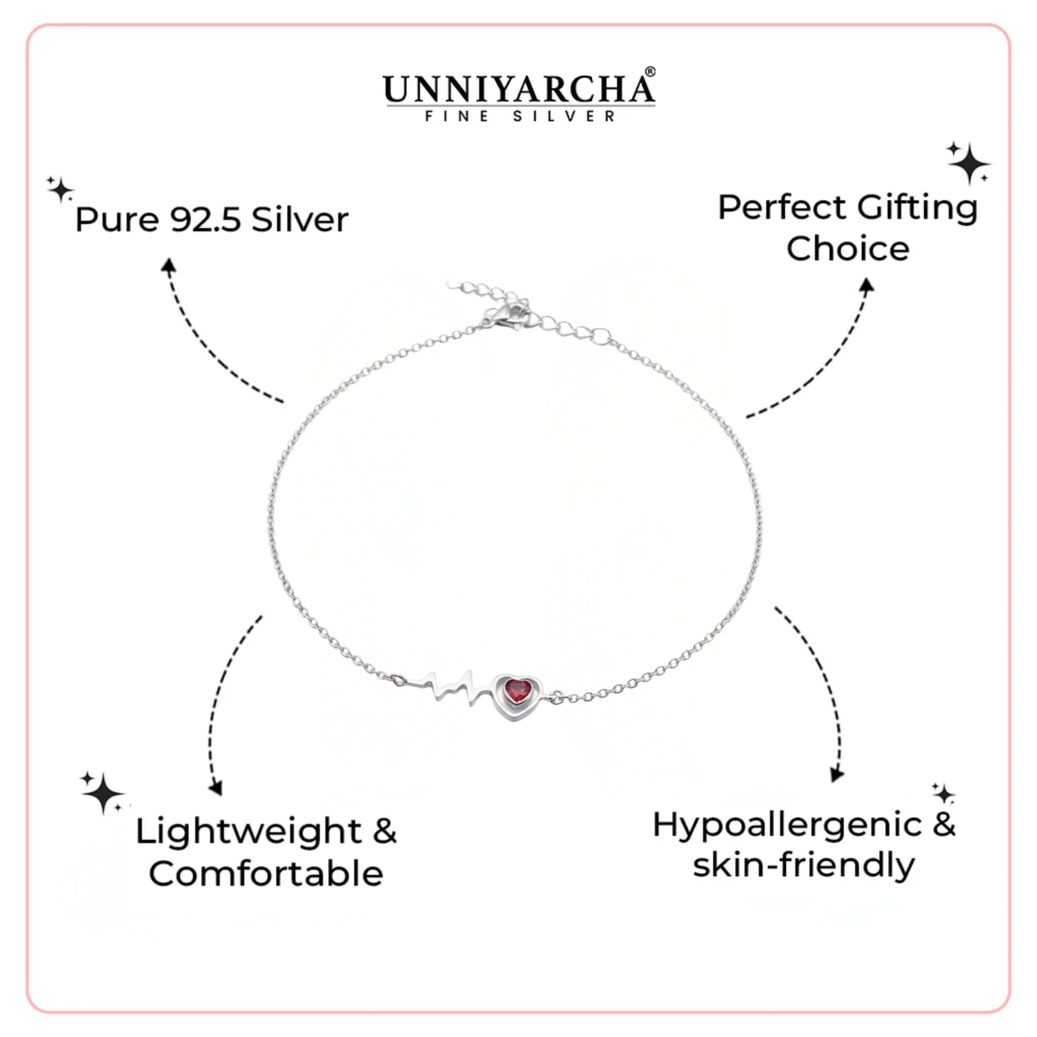 Silver Heartbeat Anklet