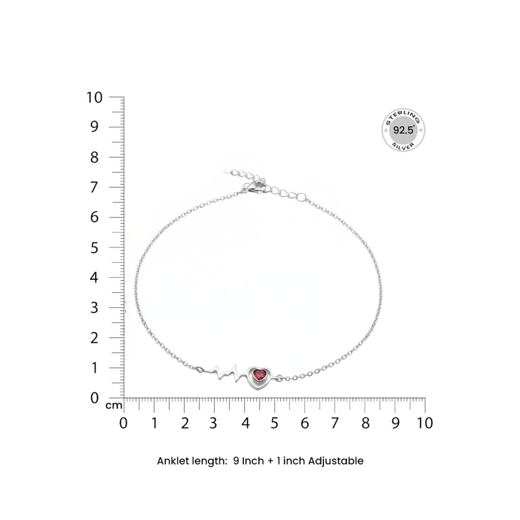 Silver Heartbeat Anklet