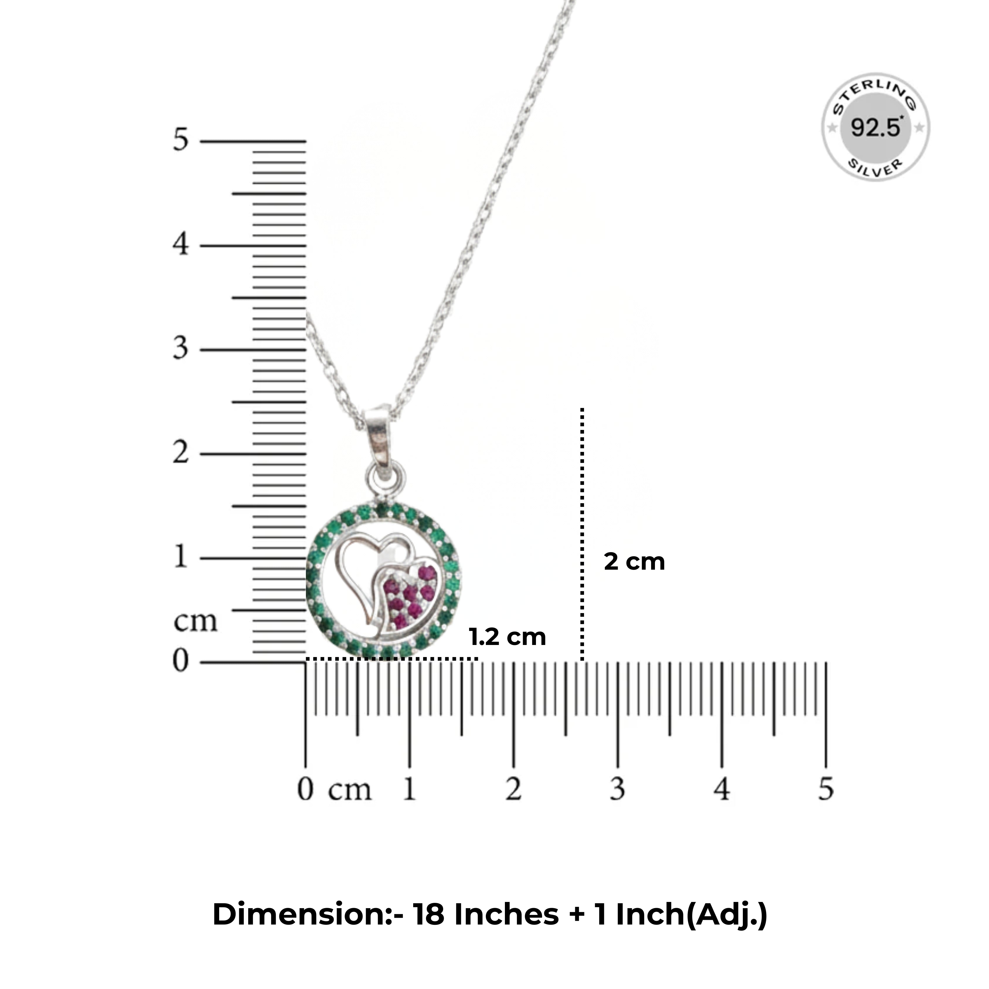 Silver Necklace for Valentine in 18 inches + 1 inch adjustable dimensions