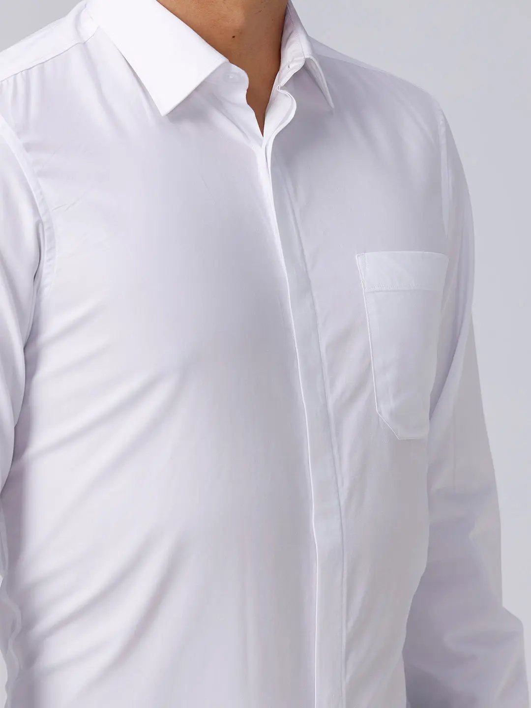 White Cotton Tencel Plain ShirtUnited By Hope