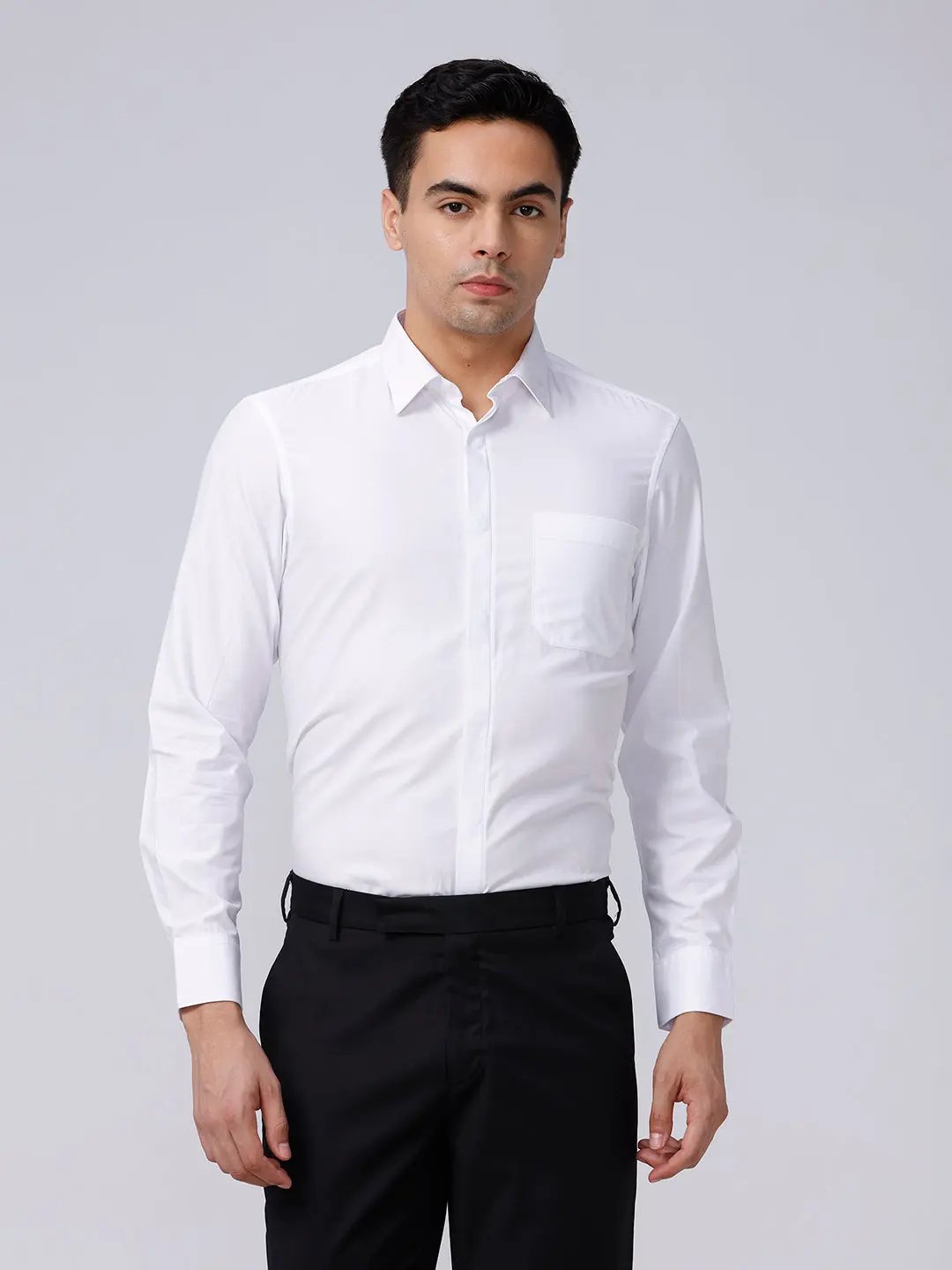 White Cotton Tencel Plain ShirtUnited By Hope