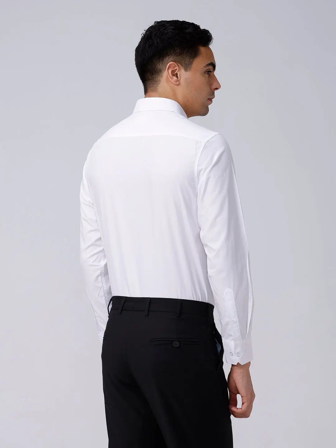 White Cotton Tencel Plain ShirtUnited By Hope