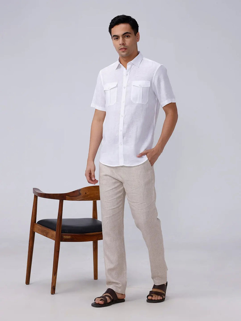 White Double Pocket Short Sleeve Linen ShirtUnited By Hope