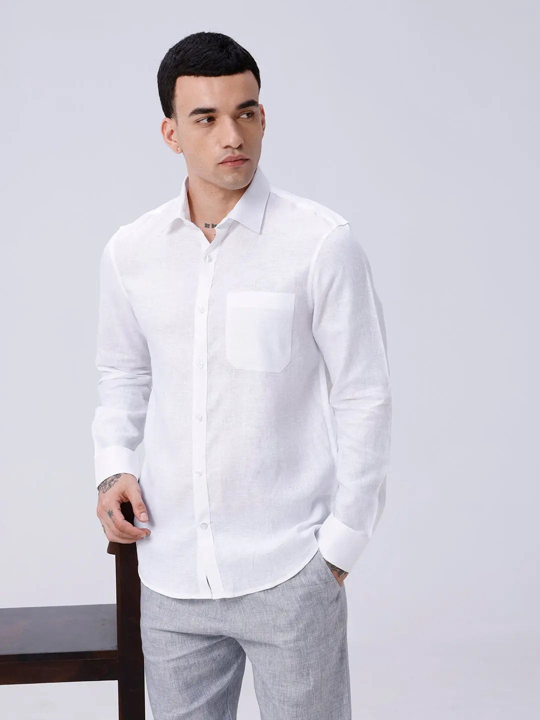 White Full Sleeve Linen ShirtUnited By Hope