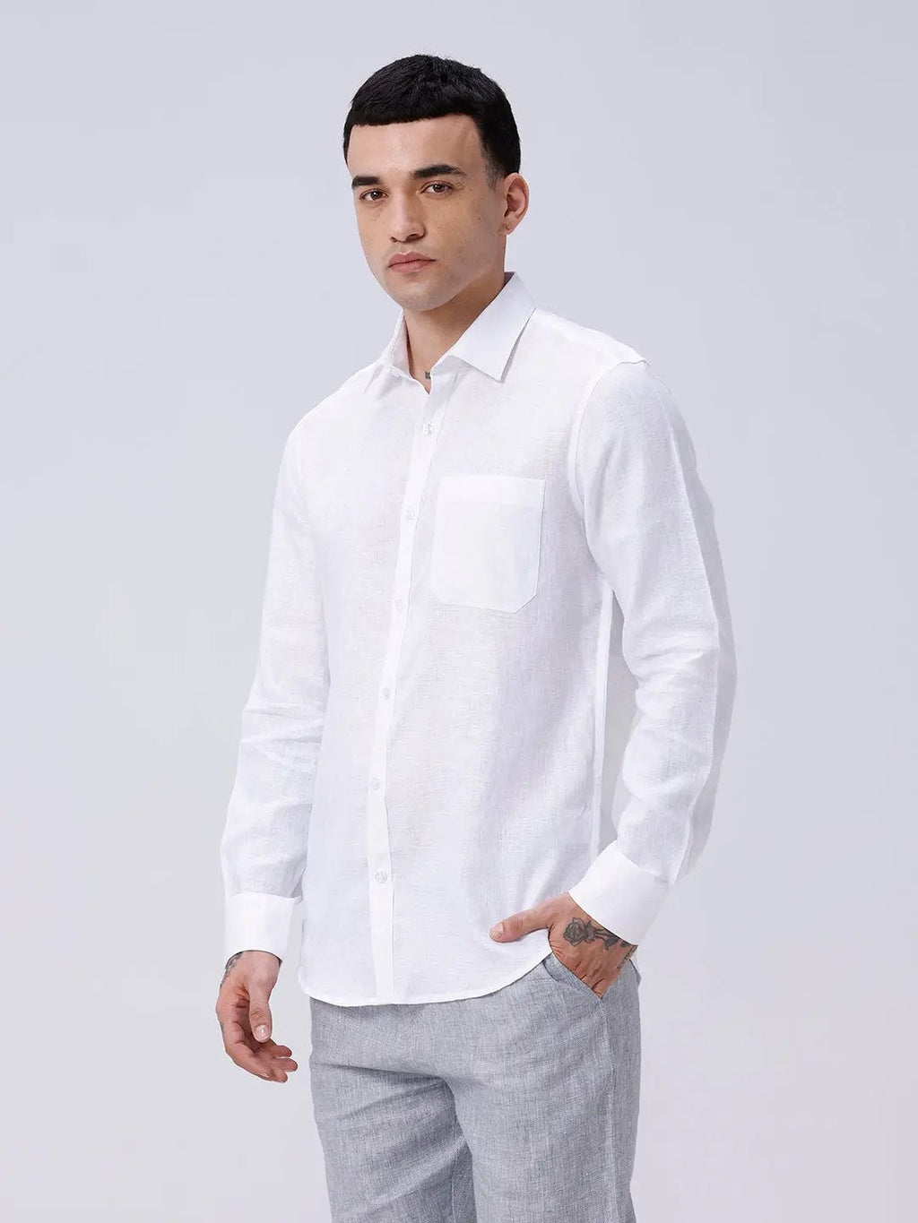 White Full Sleeve Linen ShirtUnited By Hope