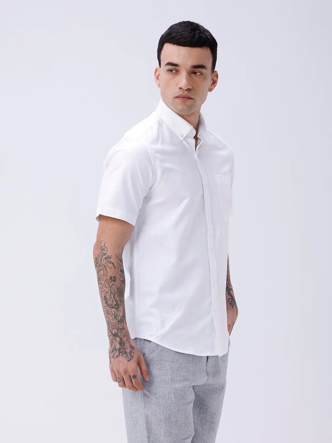 White Oxford Plain Short Sleeve ShirtUnited By Hope