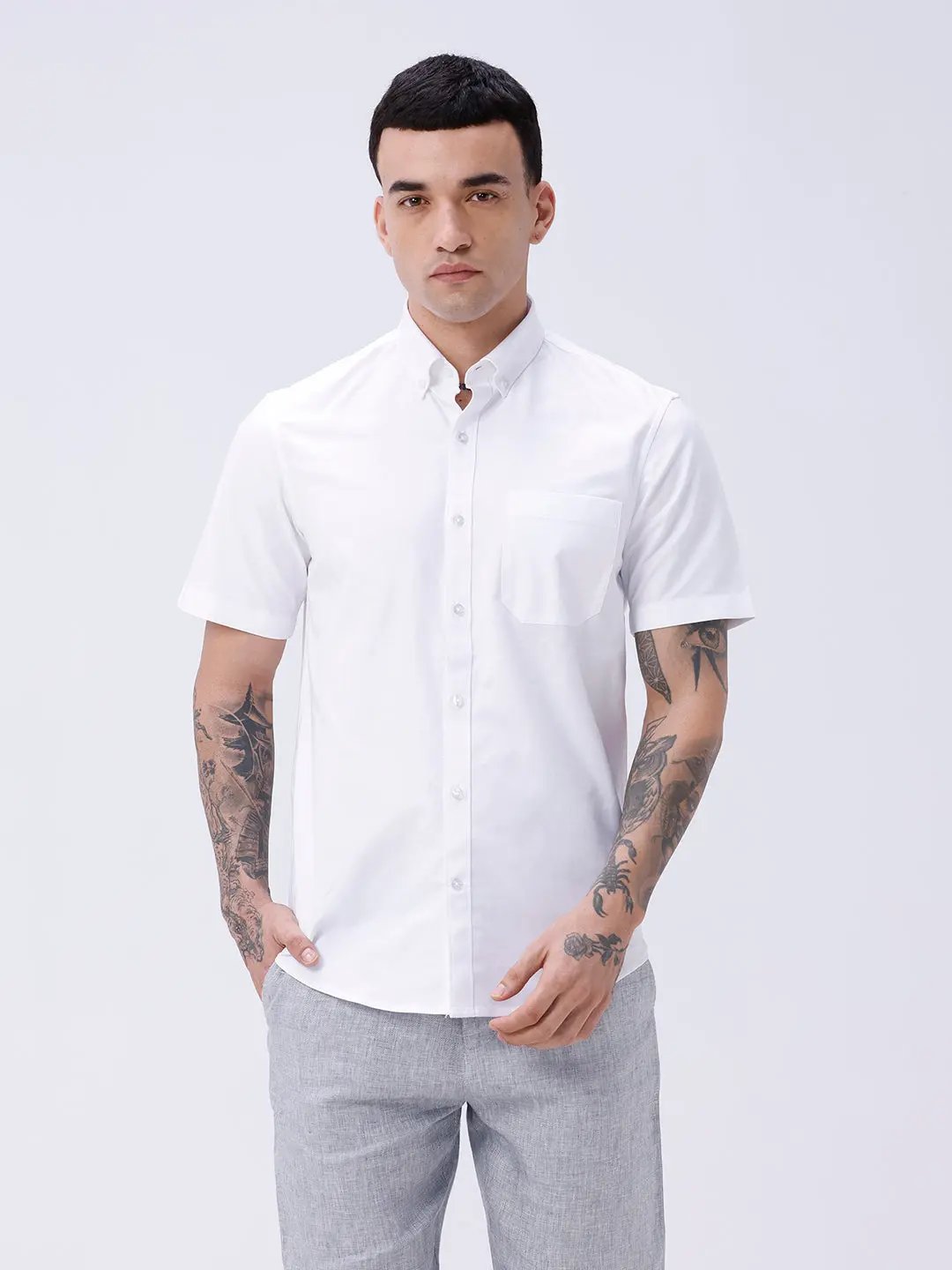 White Oxford Plain Short Sleeve ShirtUnited By Hope