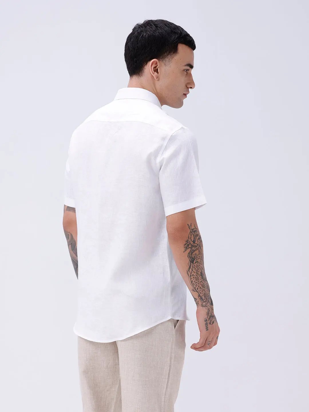 White Short Sleeve Linen ShirtUnited By Hope