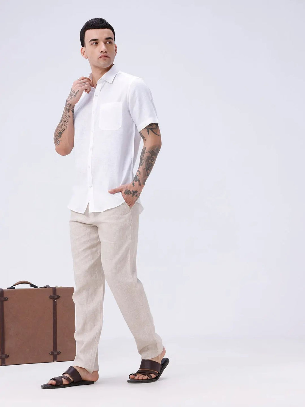 White Short Sleeve Linen ShirtUnited By Hope