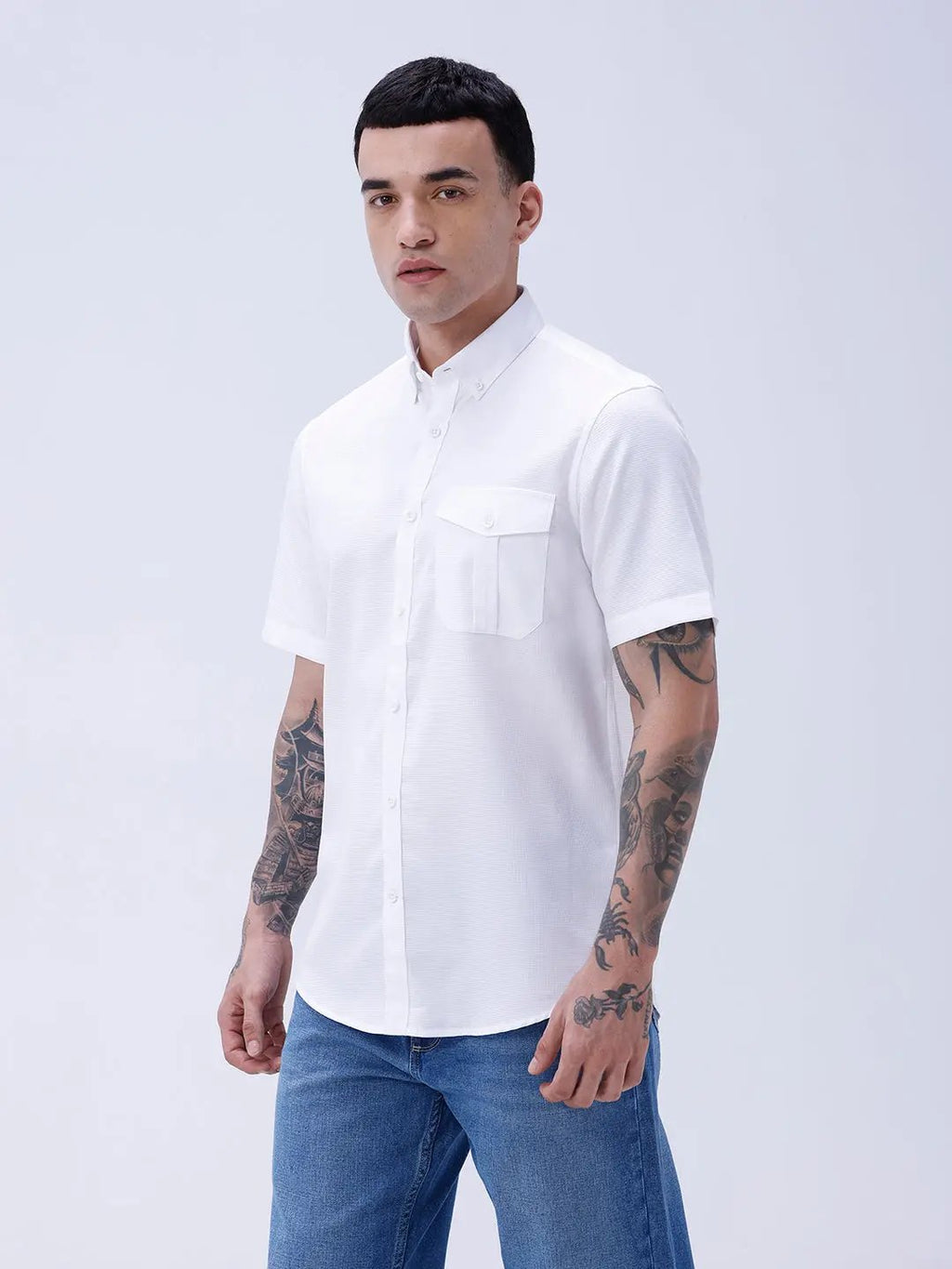 White Waffle Dobby Plain ShirtUnited By Hope