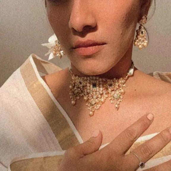 White & Green Kundan Jadau Choker