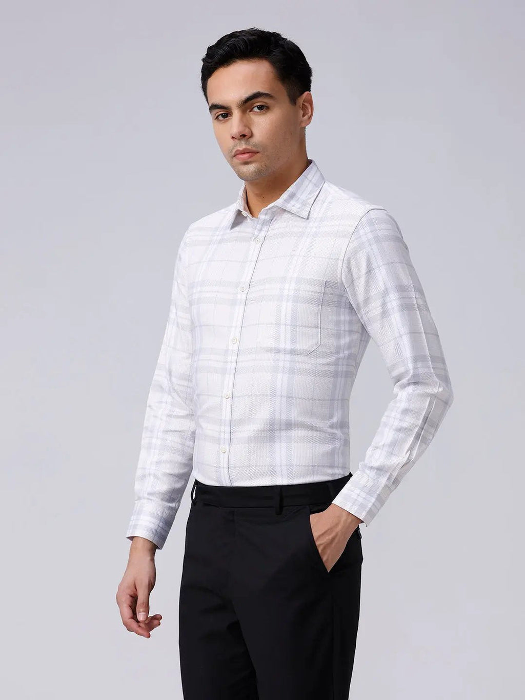 White and Beige Checks Twill ShirtUnited By Hope