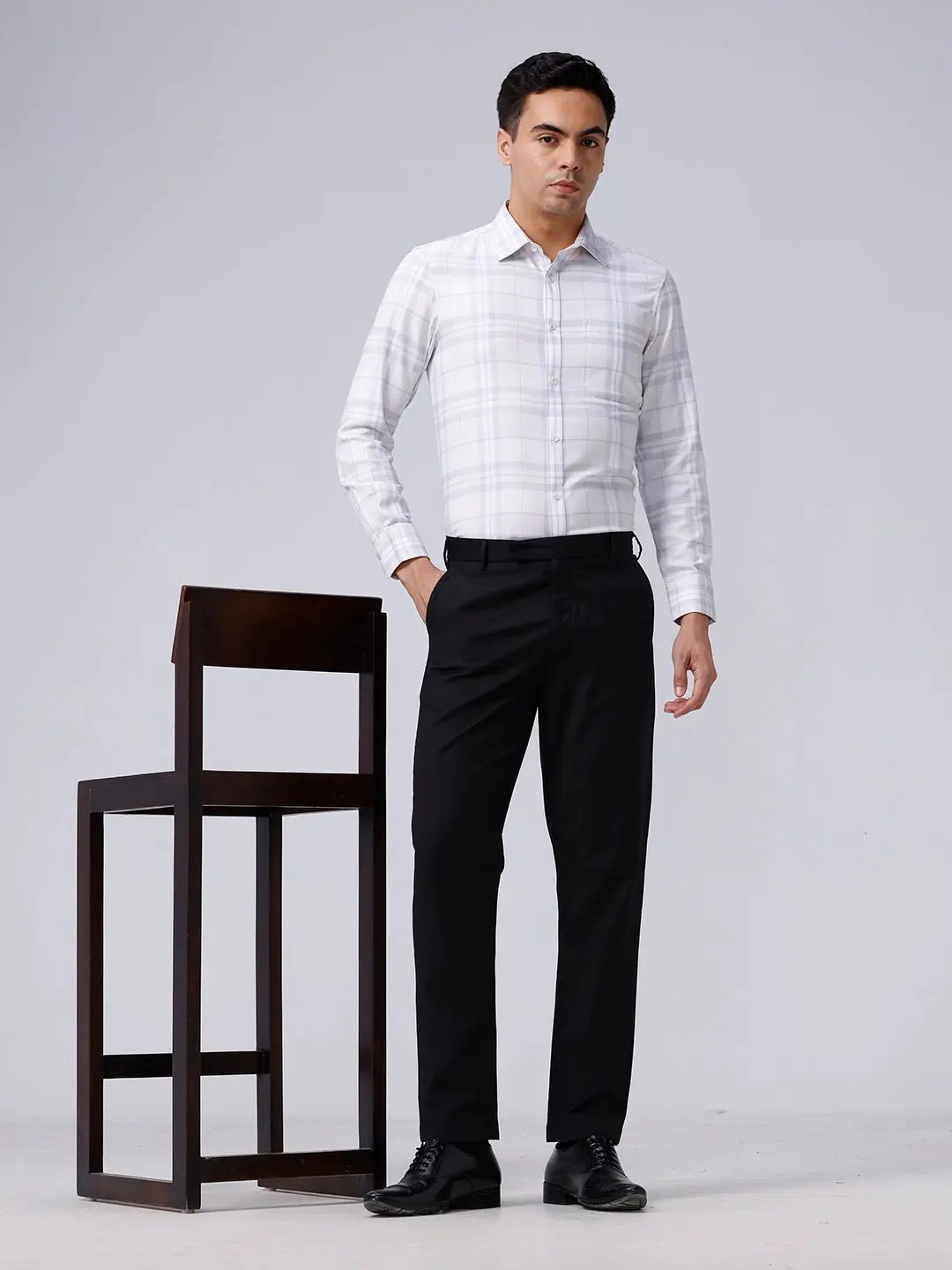 White and Beige Checks Twill ShirtUnited By Hope