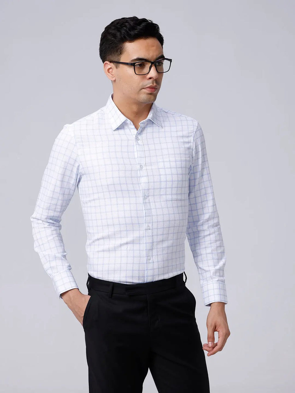 White and Blue Checks Dobby ShirtUnited By Hope