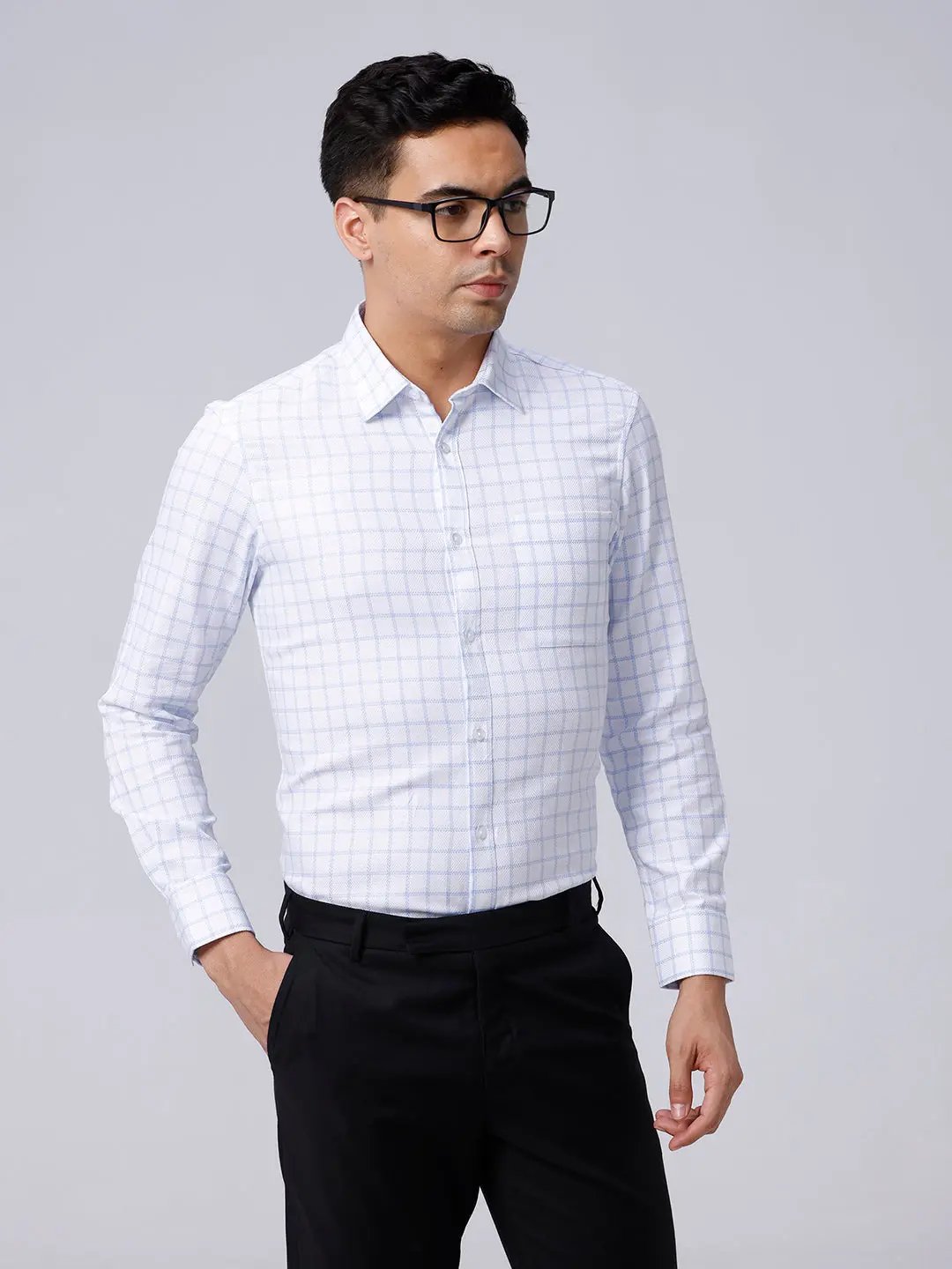 White and Blue Checks Dobby ShirtUnited By Hope